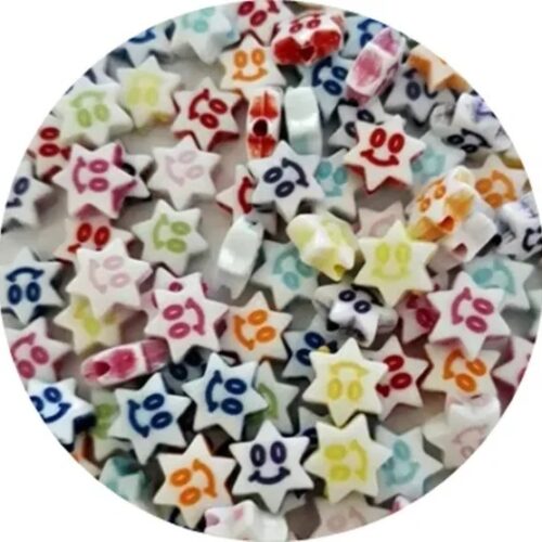 Misanga Passante Estrela Rostinho Infantil Coloridas 200 Pçs
